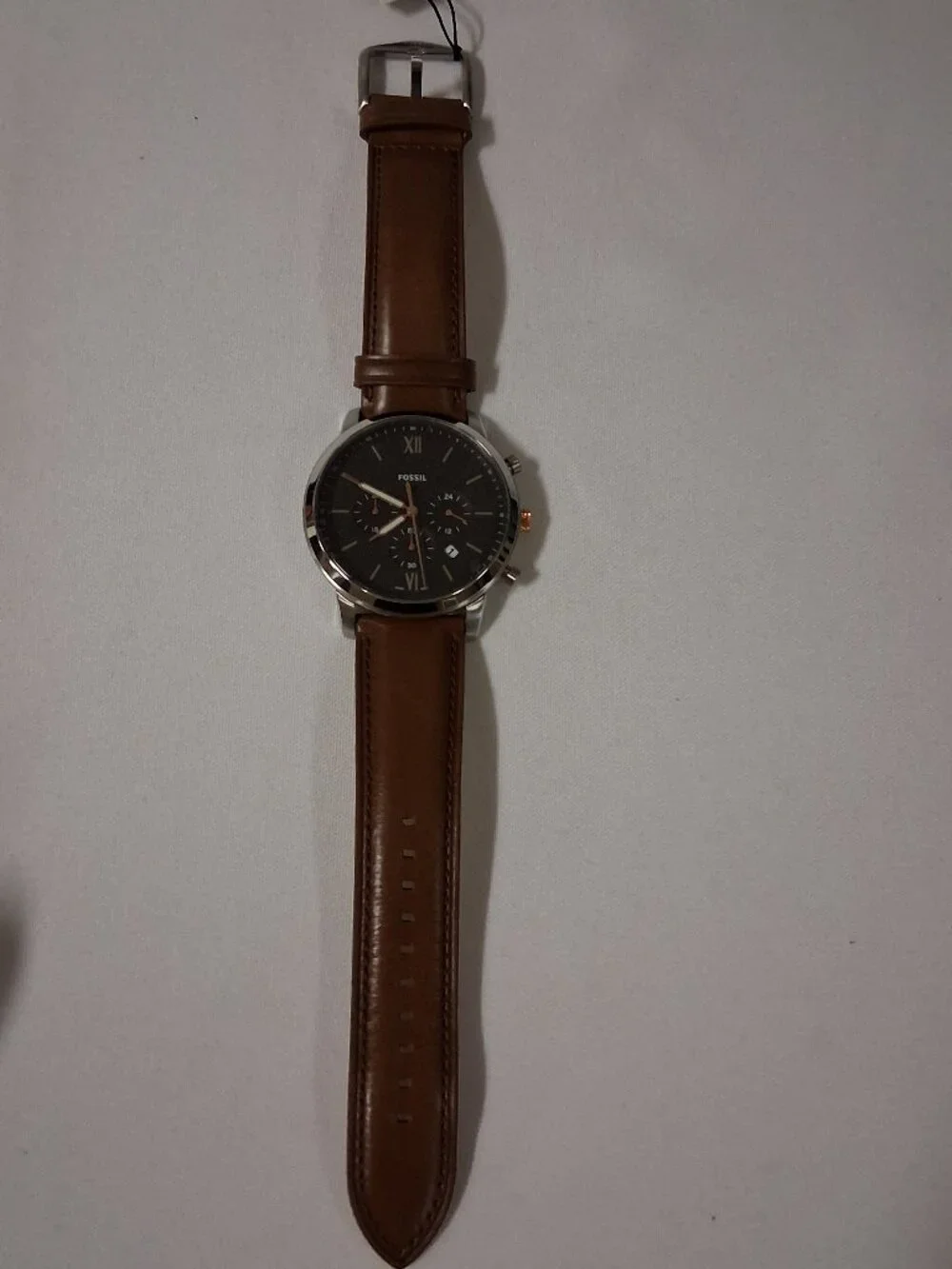 Fossil Men's Neutra Quartz Watch FS5408 – Stainless Steel Case & Brown Leather